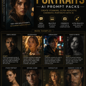 Cinematic Portraits AI Prompt Packs COLLECTION – 10,000+
